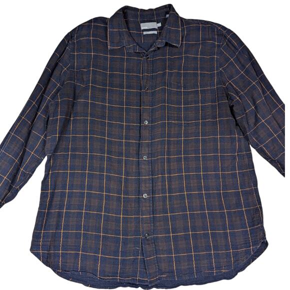 Vince Men’s Plaid Flannel Button Down Shirt Blue Brown XXL - Picture 8 of 8